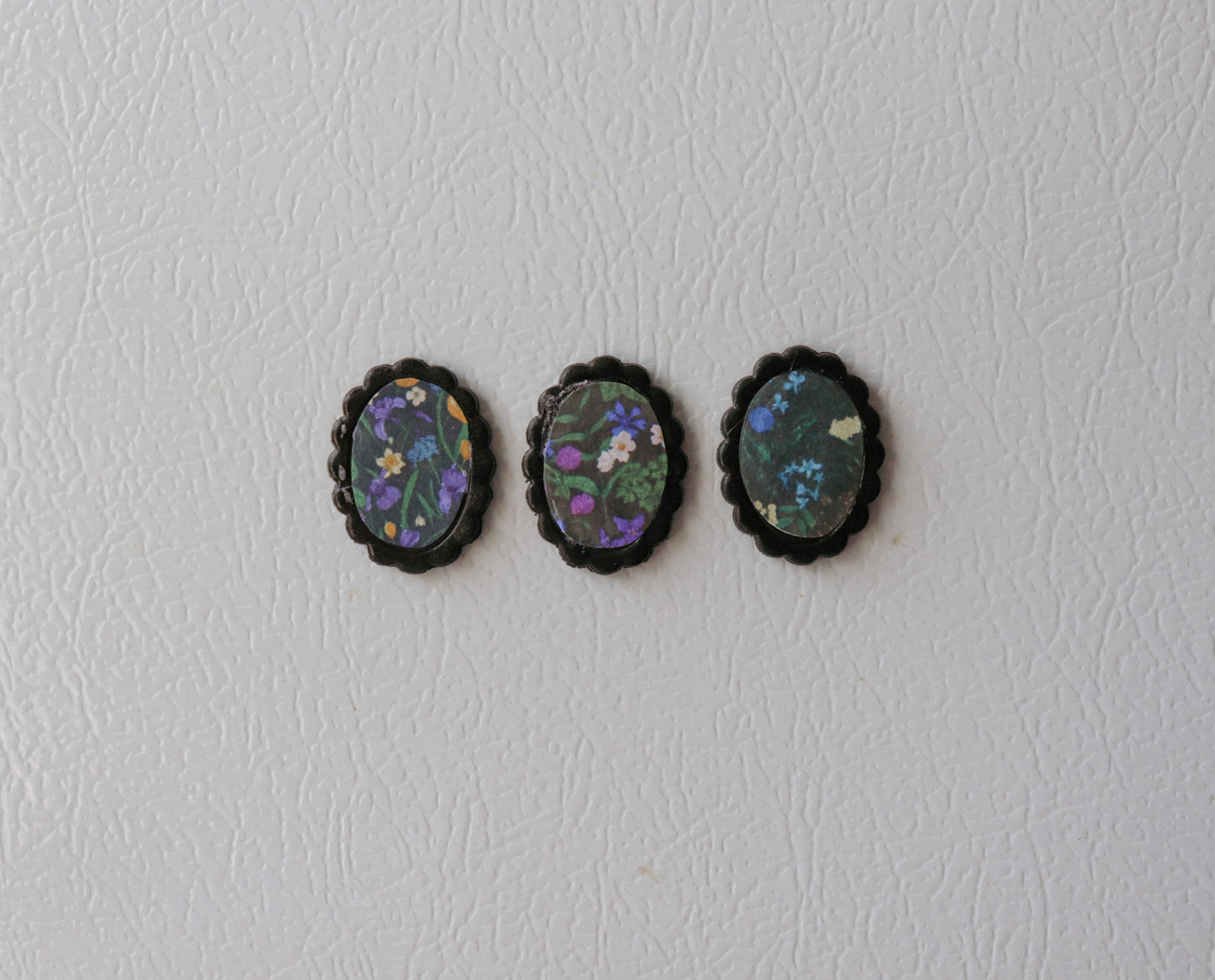Gothic Floral Frame Polymer Clay Fridge Magnets (Set of 3)