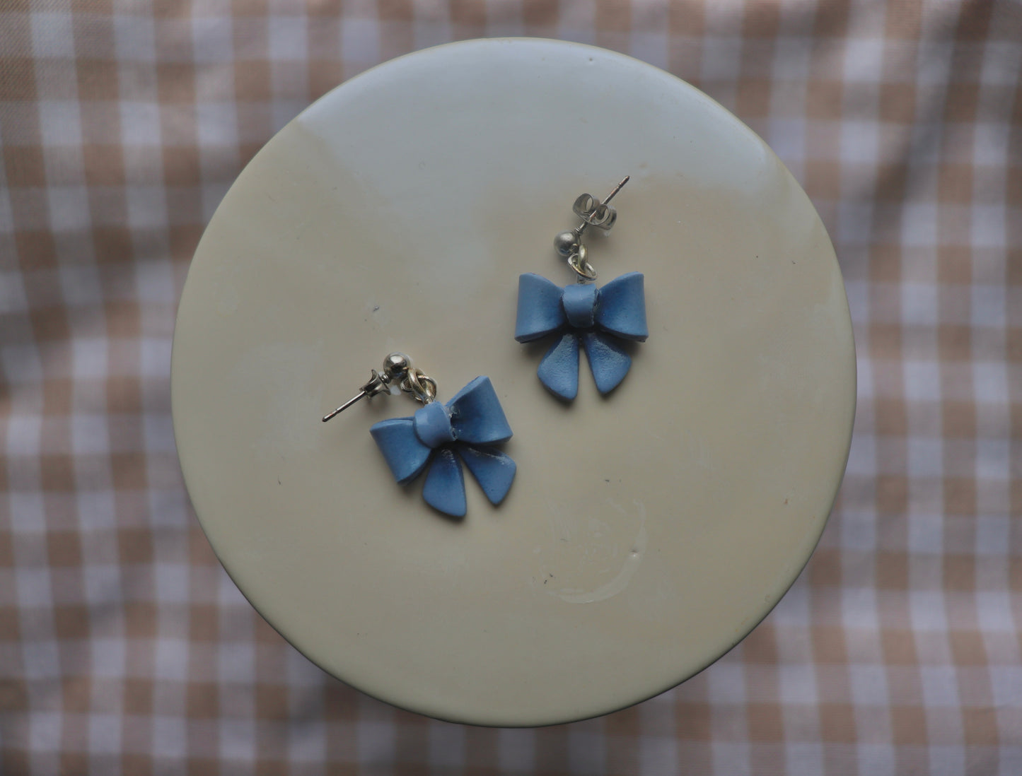 Blue Bow Earrings — Prototype Pair