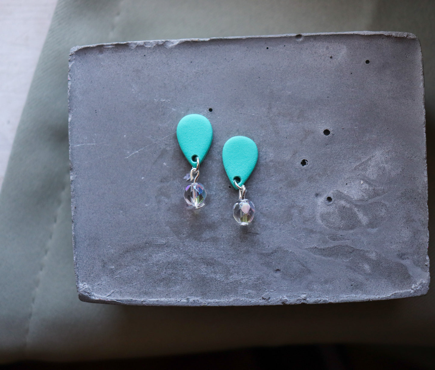 Drop Studs with Czech Glass Beads