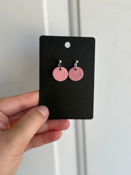 Textured Rose Stud Dangles (Small)