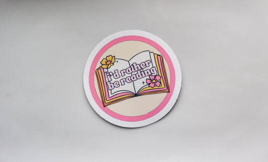 "I'd Rather Be Reading Sticker" – Retro Book Lover Vinyl Decal