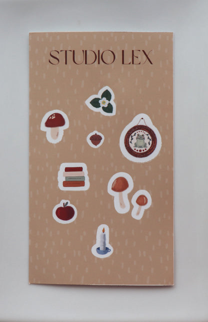 Cottagecore Sticker Sheet – Frog, Mushrooms, Books & More