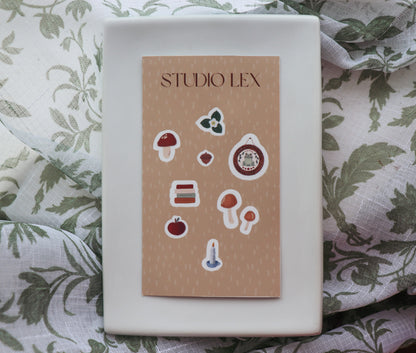 Cottagecore Sticker Sheet – Frog, Mushrooms, Books & More