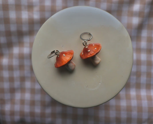 Hand-Sculpted Mushroom Earrings — Prototype Pair