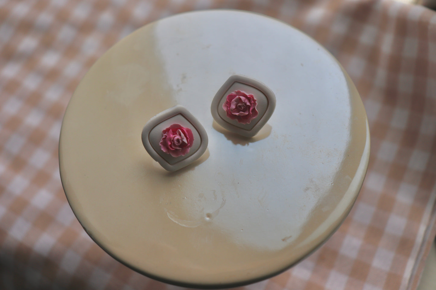 Peony Stud Earrings — Prototype Pair