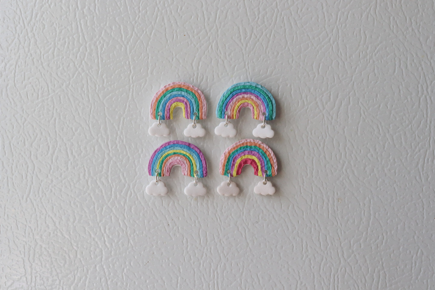 Handmade Rainbow Polymer Clay Fridge Magnets (Set of 4)
