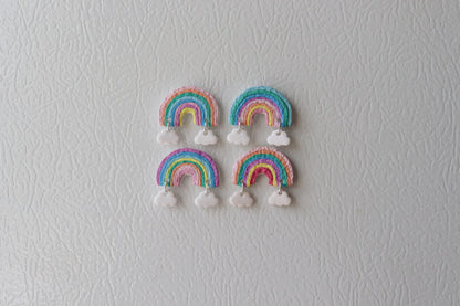 Handmade Rainbow Polymer Clay Fridge Magnets (Set of 4)