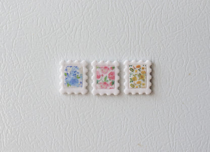 Floral Stamp Polymer Clay Fridge Magnets (Set of 3)