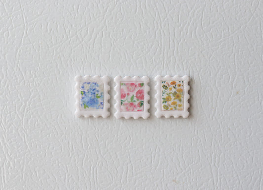 Floral Stamp Polymer Clay Fridge Magnets (Set of 3)